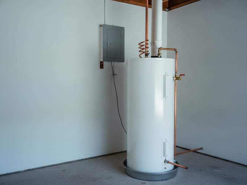 A newly installed residential water heater