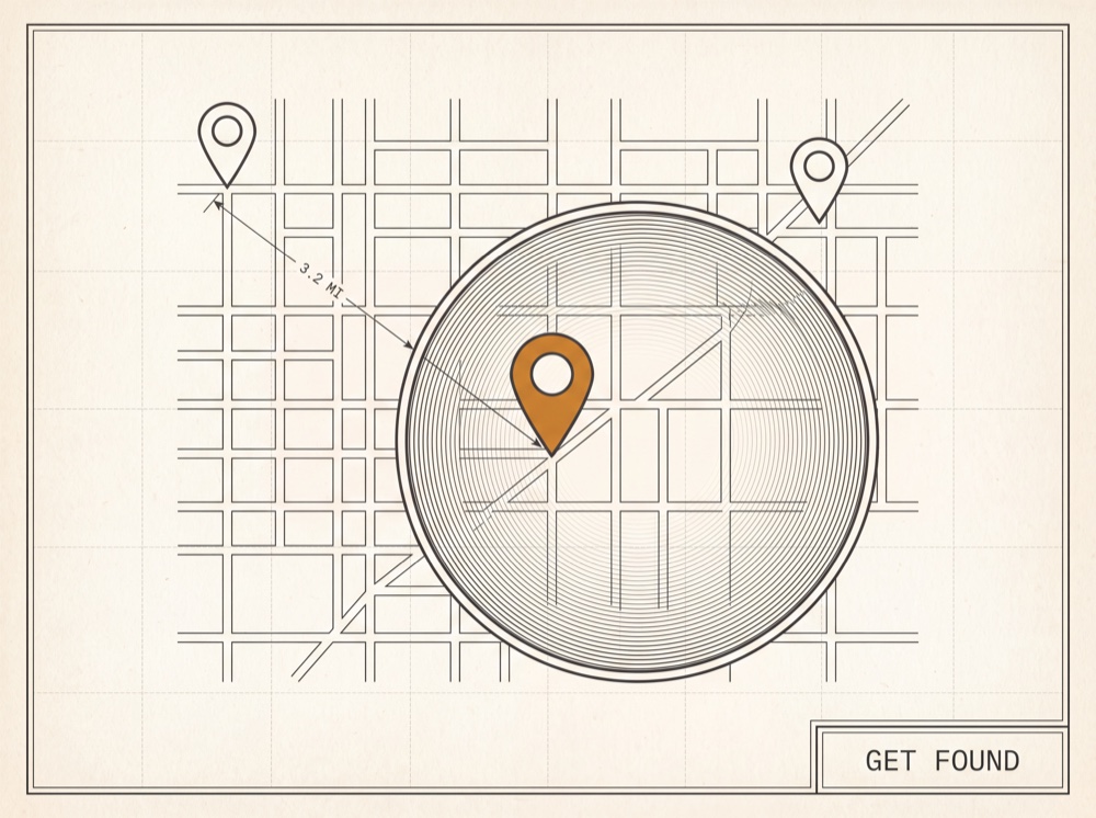 Get found — technical drawing on a drafting sheet.