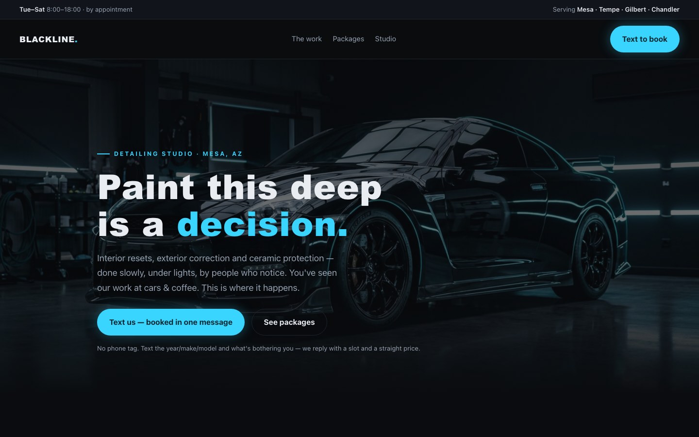 Auto Detailing Website Template homepage