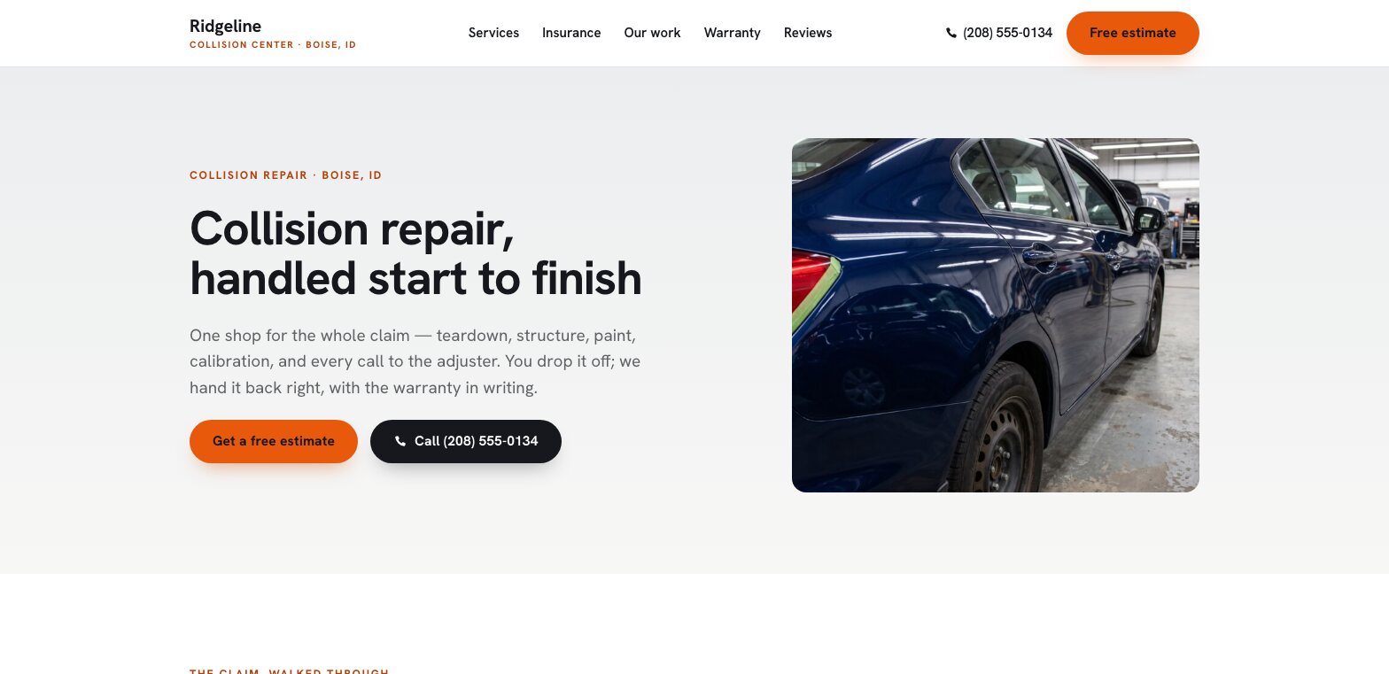 Collision repair page