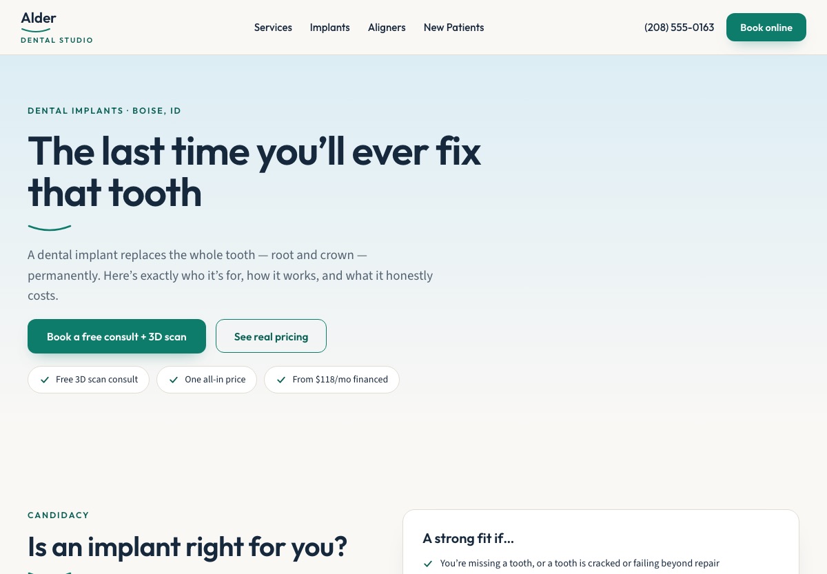 Implant program page