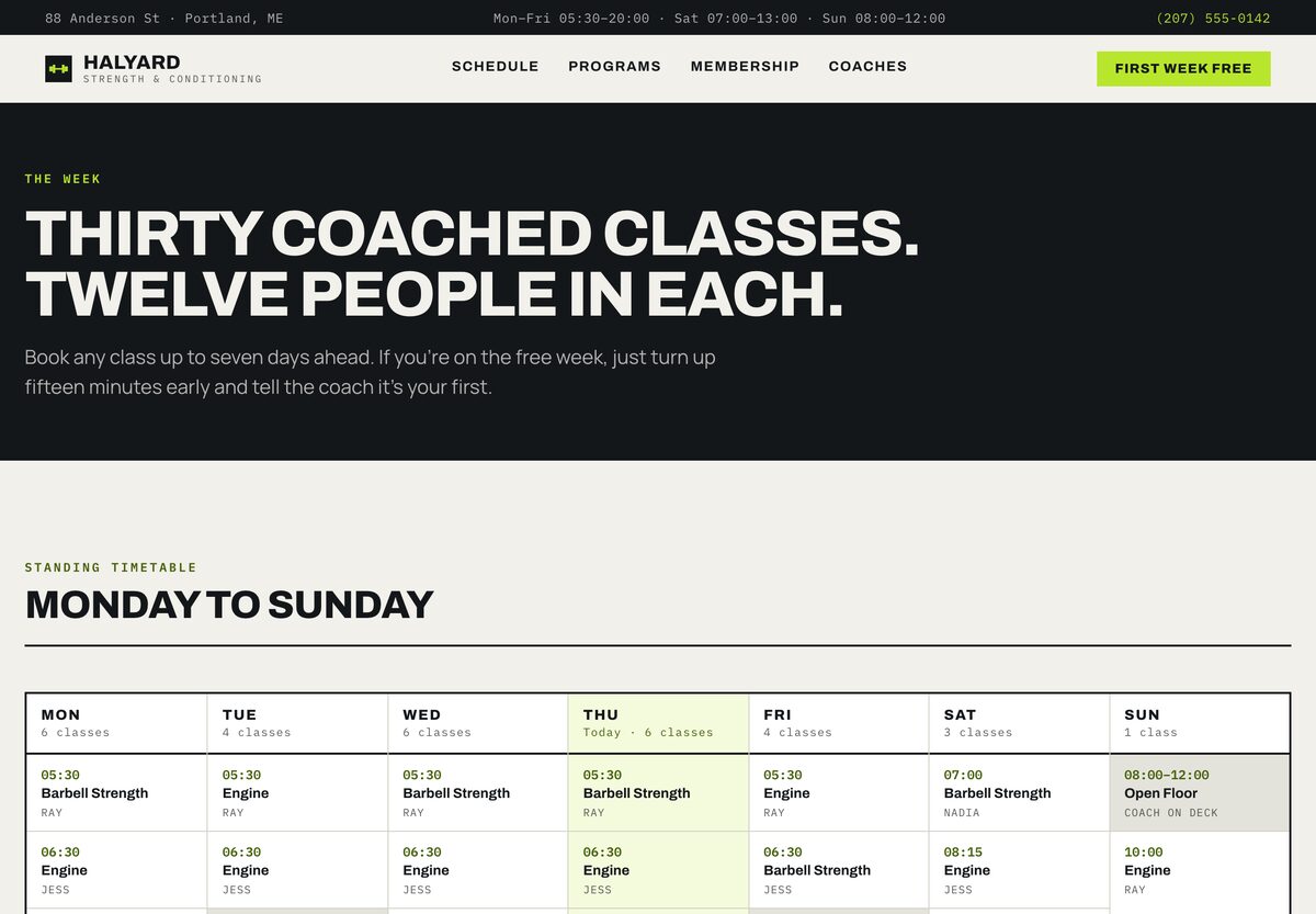 Seven-day timetable