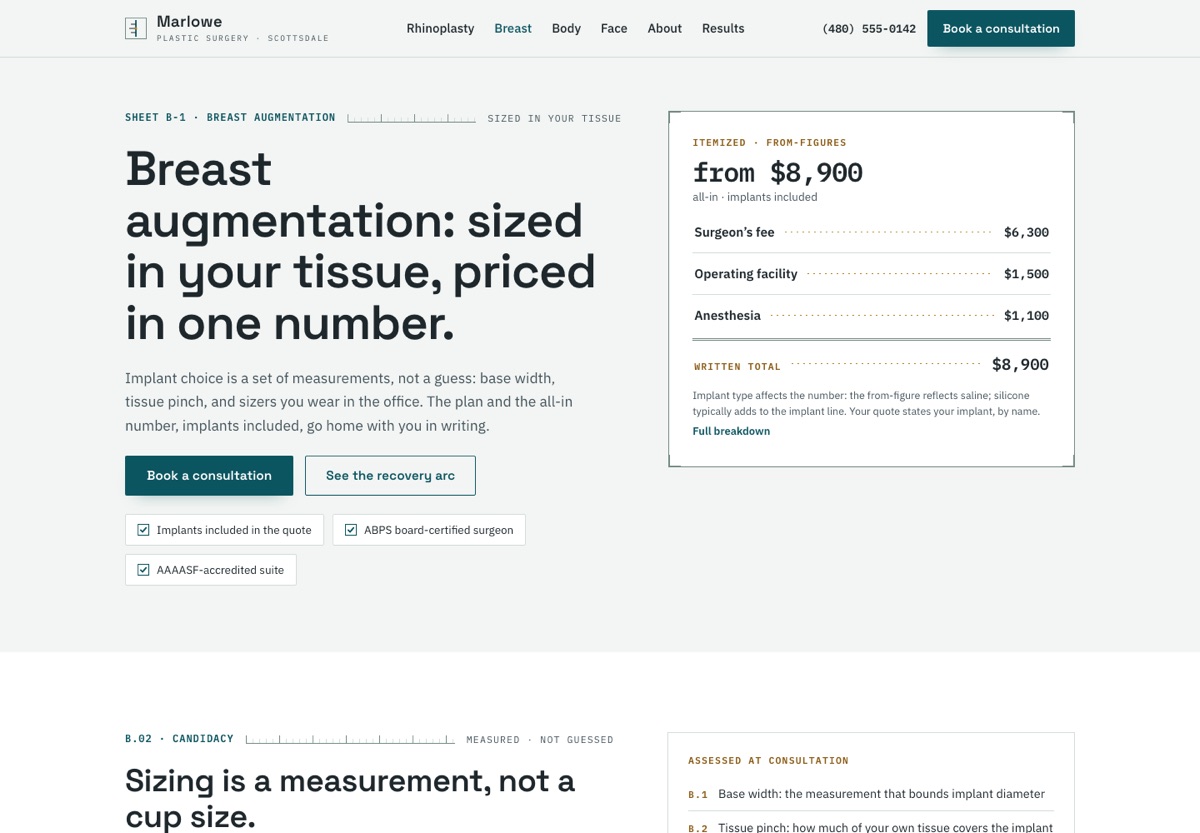 Breast augmentation sheet