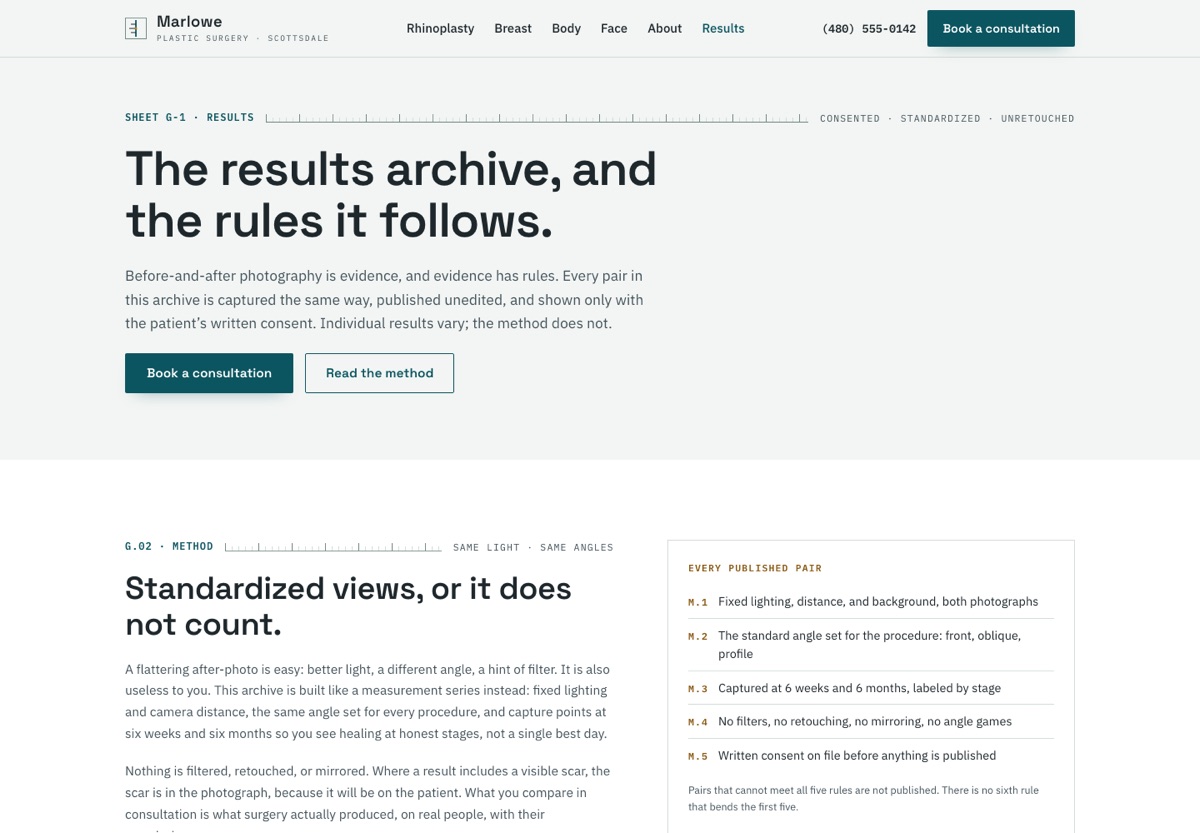 Consent-framed results page