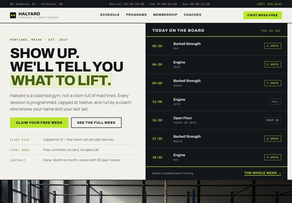 Gym & Fitness Studio Website Template homepage