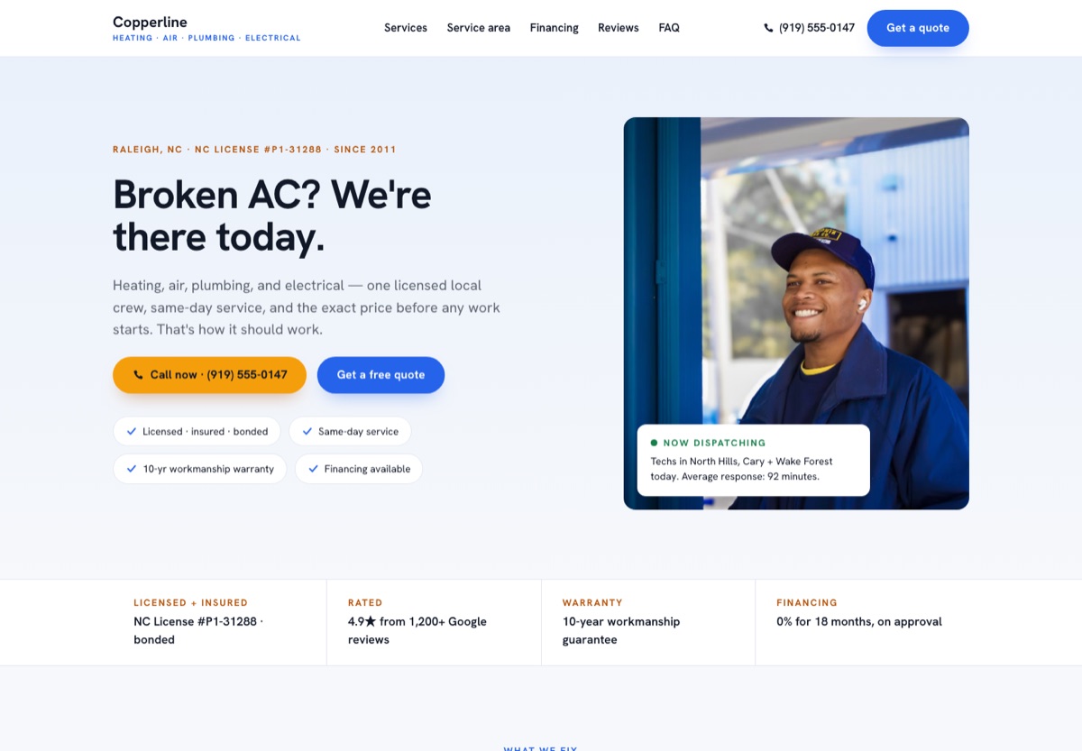 Home-Services Website Template homepage