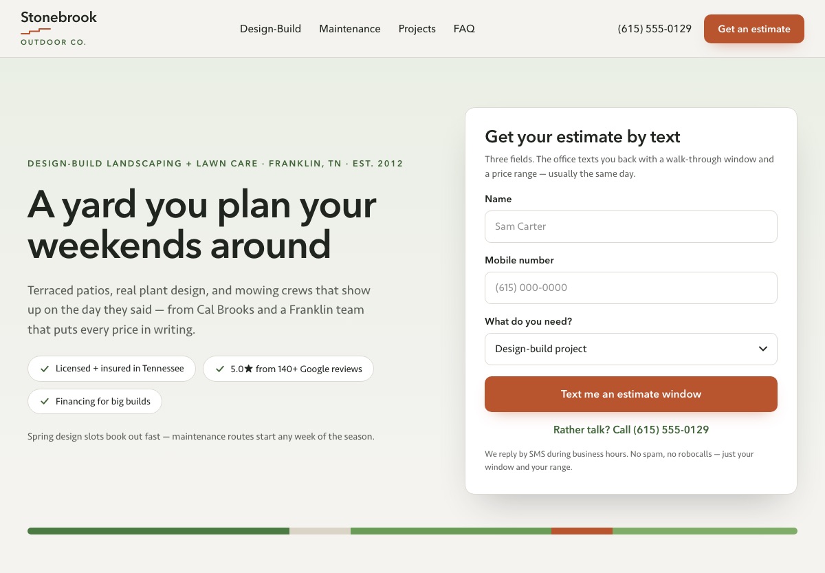 Landscaping Website Template homepage