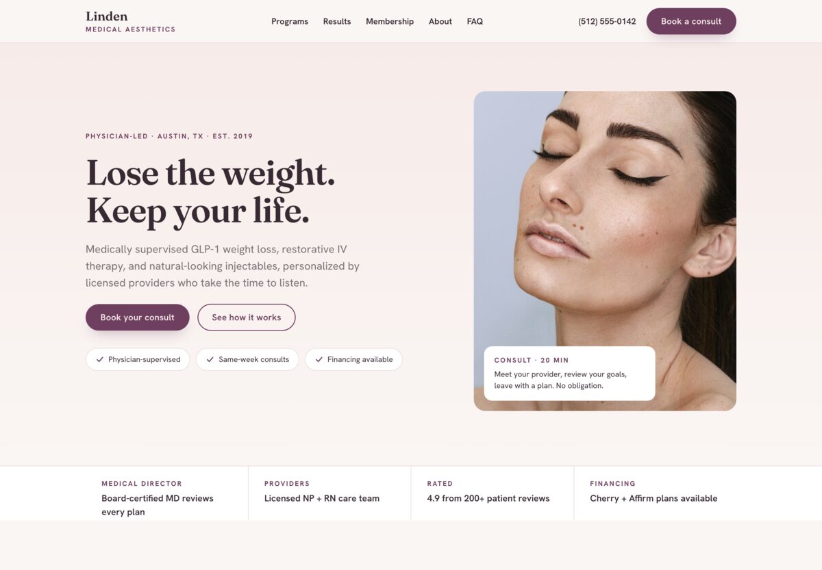 Med-Aesthetics Website Template homepage