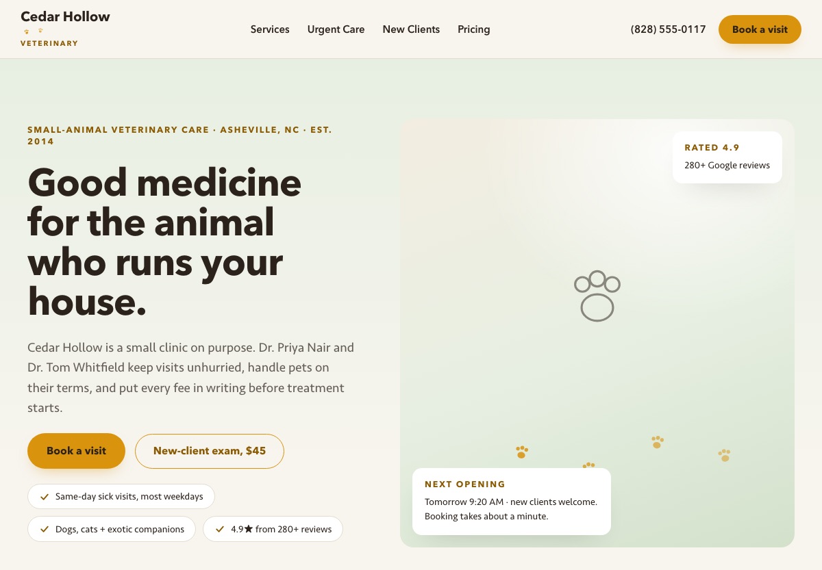 Veterinary Clinic Website Template homepage